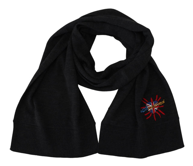 Dolce & Gabbana Black Sacred Heart #DGLovesLondon Wrap Scarf - Hilstor