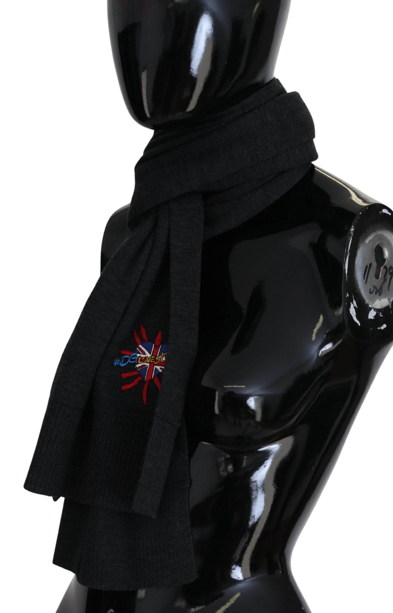 Dolce & Gabbana Black Sacred Heart #DGLovesLondon Wrap Scarf - Hilstor