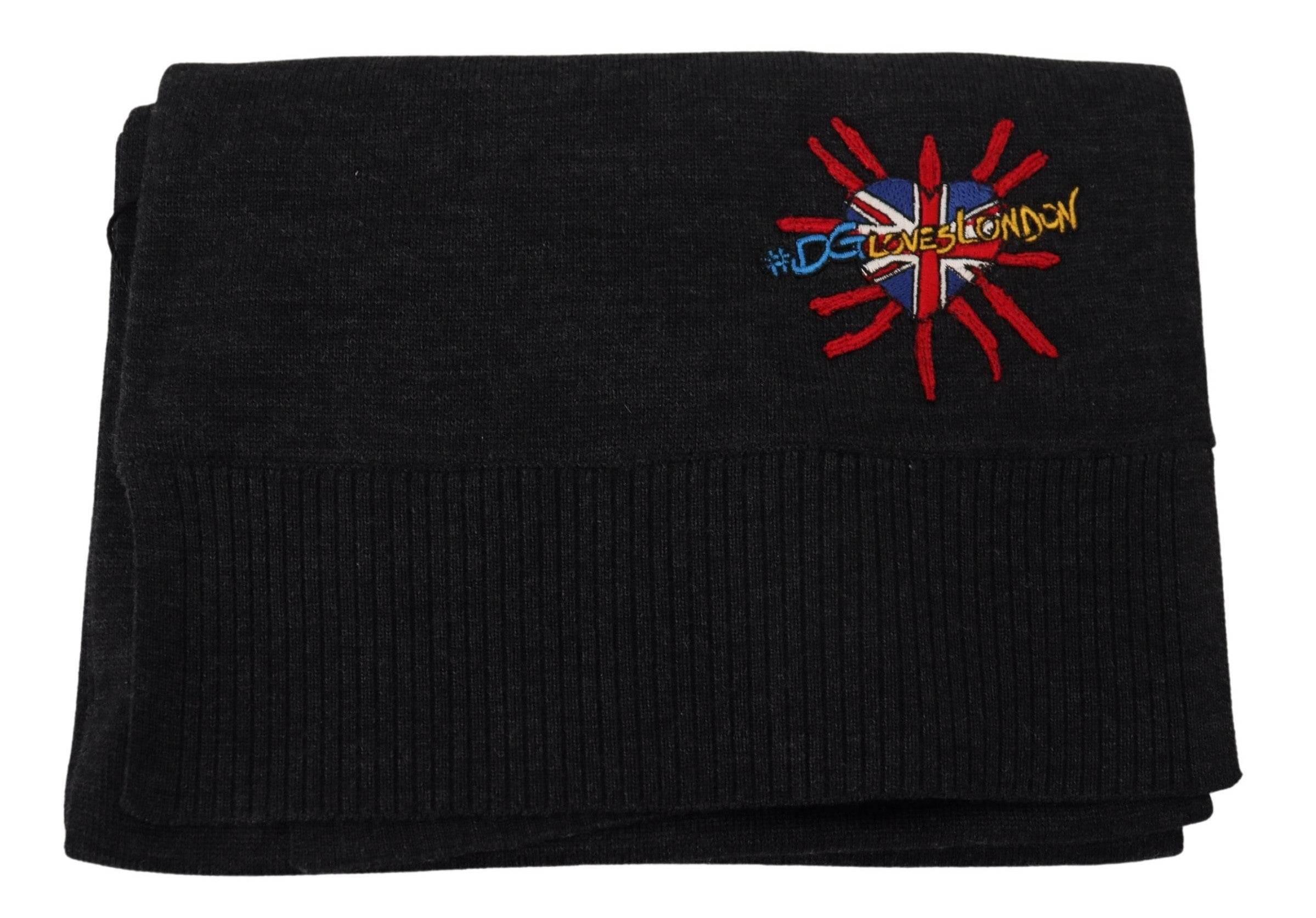 Dolce & Gabbana Black Sacred Heart #DGLovesLondon Wrap Scarf - Hilstor