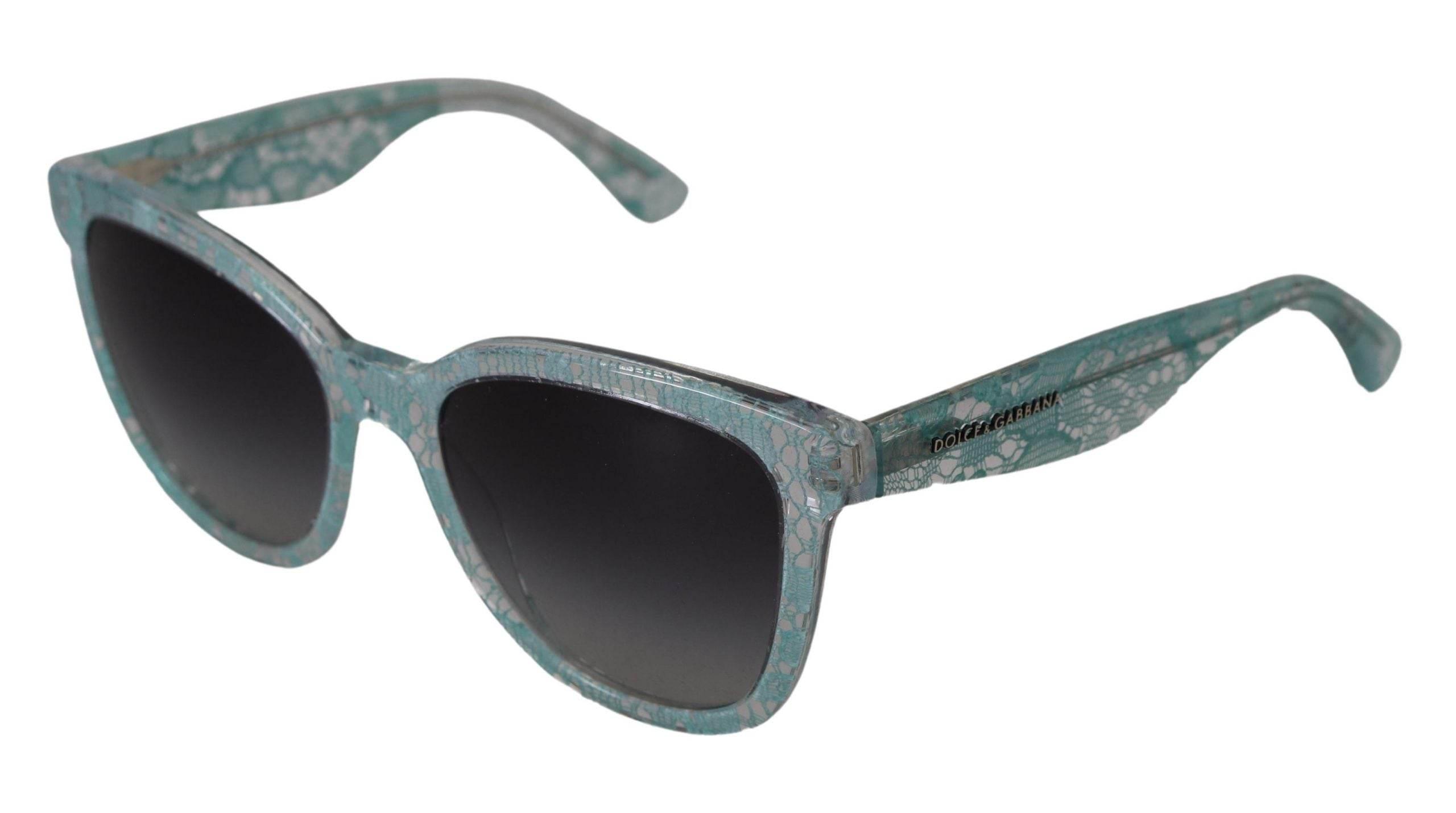 Dolce & Gabbana Blue Lace Crystal Acetate Butterfly DG4190 Sunglasses - Hilstor
