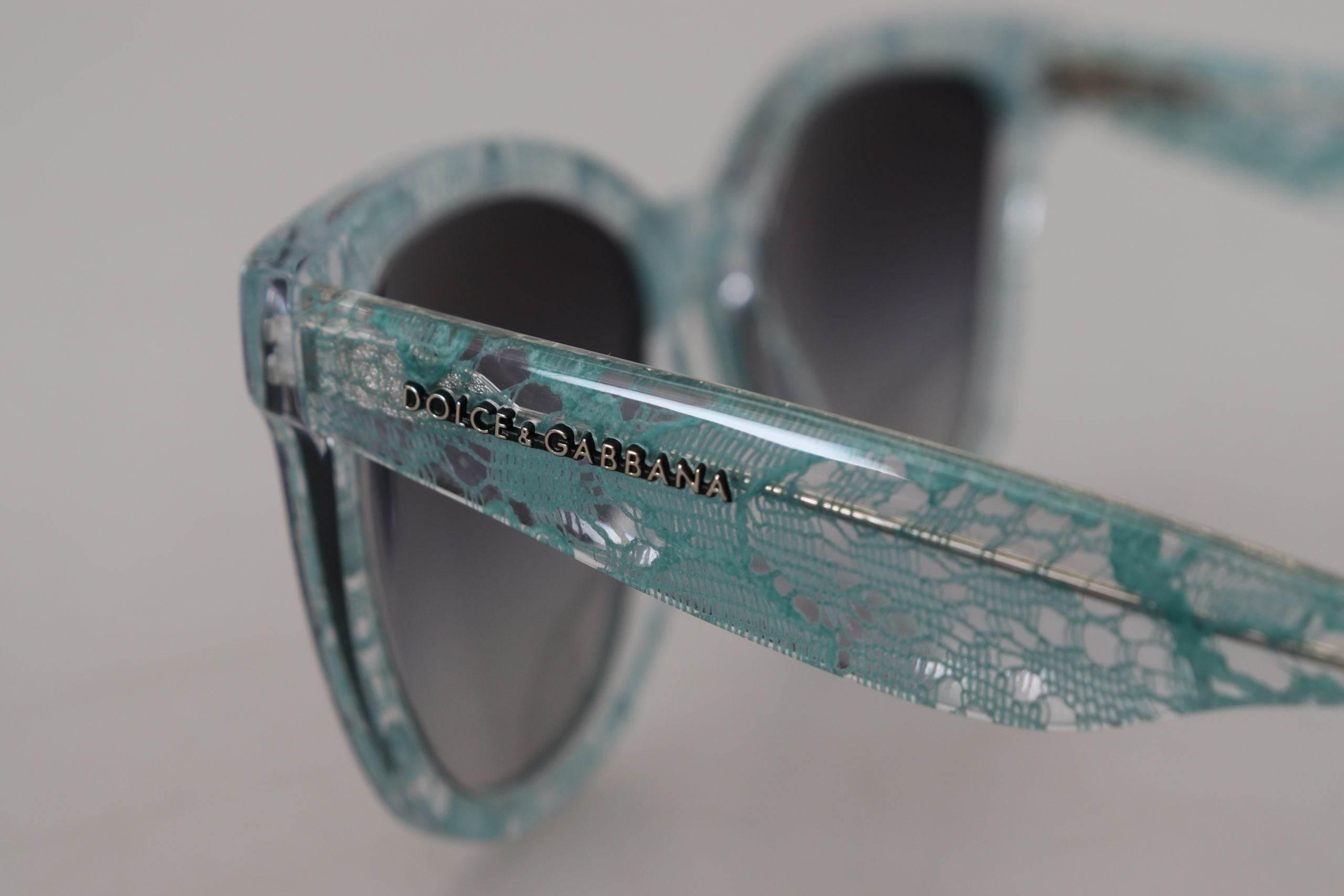 Dolce & Gabbana Blue Lace Crystal Acetate Butterfly DG4190 Sunglasses - Hilstor