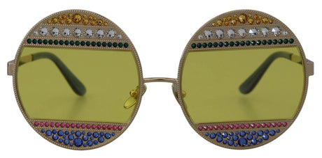 Dolce & Gabbana Gold Oval Metal Crystals Shades DG2209B Sunglasses - Hilstor
