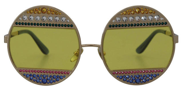 Dolce & Gabbana Gold Oval Metal Crystals Shades DG2209B Sunglasses - Hilstor