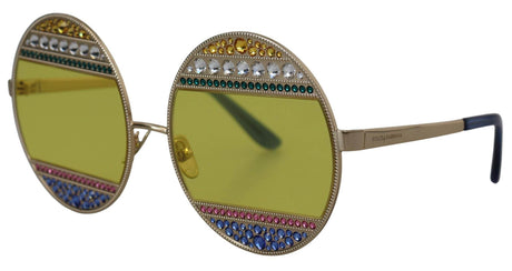 Dolce & Gabbana Gold Oval Metal Crystals Shades DG2209B Sunglasses - Hilstor