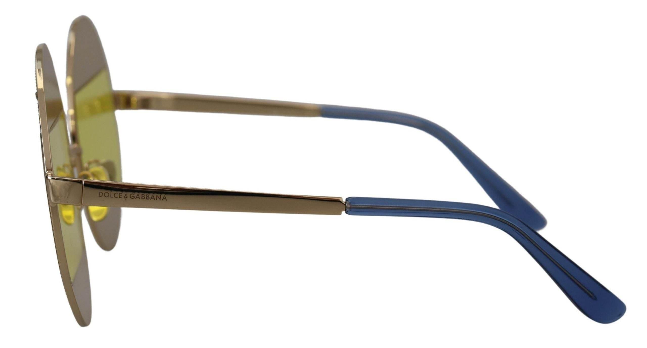 Dolce & Gabbana Gold Oval Metal Crystals Shades DG2209B Sunglasses - Hilstor