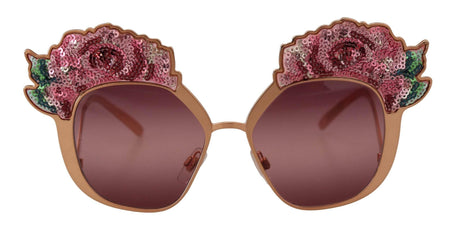 Dolce & Gabbana Chic Rose Sequin Embroidered Sunglasses - Hilstor