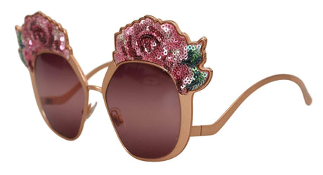 Dolce & Gabbana Chic Rose Sequin Embroidered Sunglasses - Hilstor