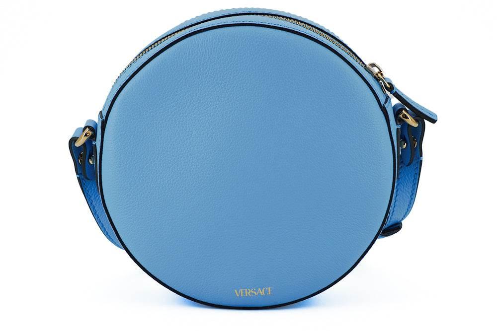Versace Chic Blue Leather Round Shoulder Bag - Hilstor