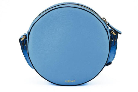 Versace Chic Blue Leather Round Shoulder Bag - Hilstor
