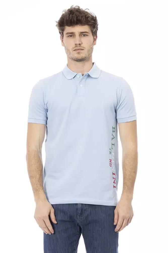 Baldinini Trend Light Blue Cotton Men Polo Shirt - Hilstor