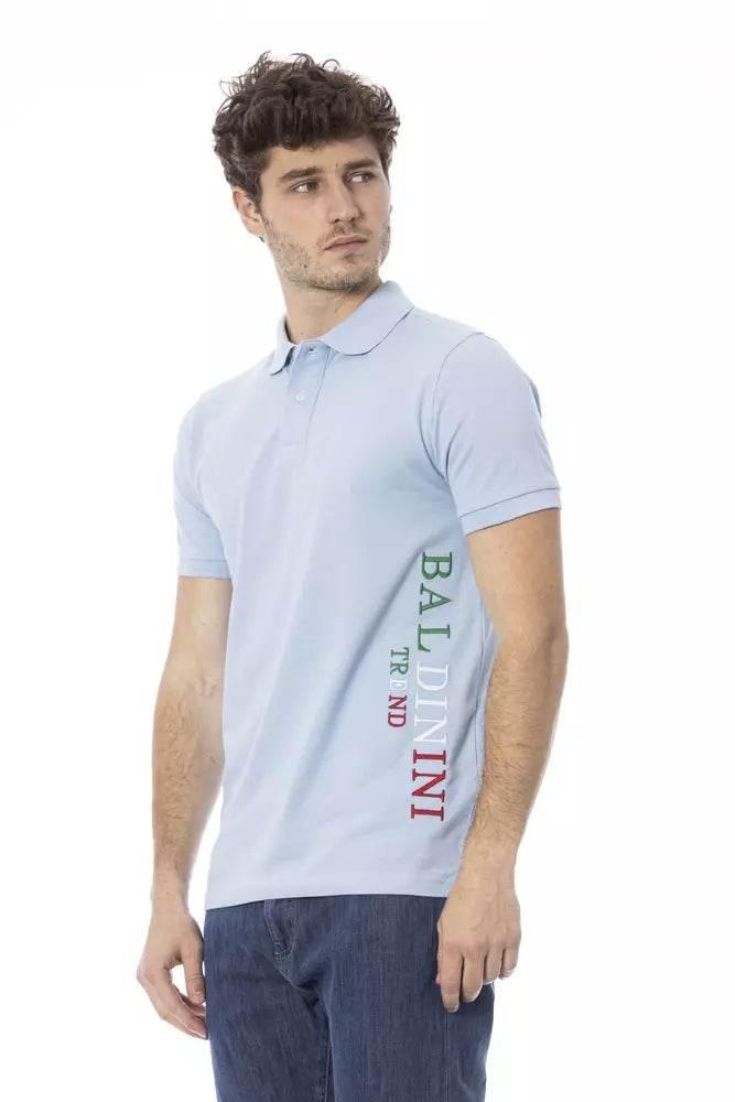 Baldinini Trend Light Blue Cotton Men Polo Shirt - Hilstor