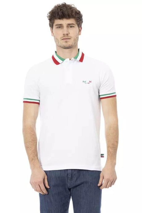 Baldinini Trend White Cotton Men Polo Shirt - Hilstor