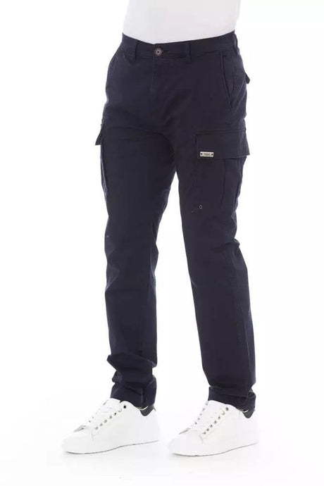 Baldinini Trend Blue Cotton Men Cargo Trouser - Hilstor
