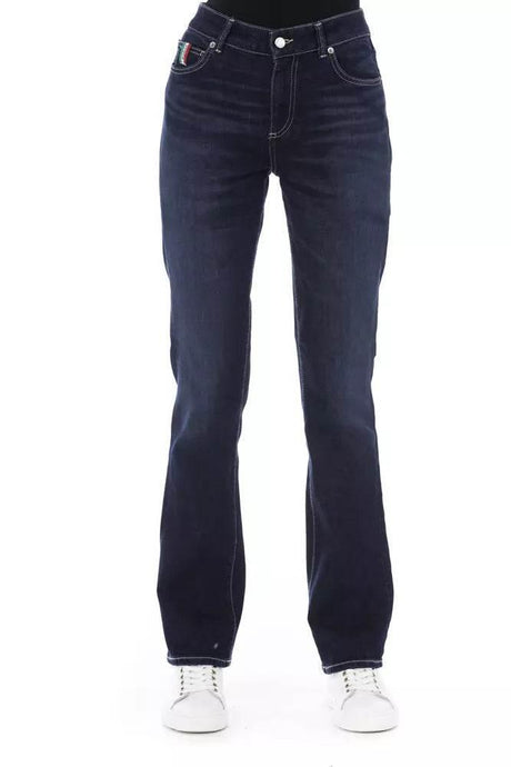 Baldinini Trend Blue Cotton Women Jeans with Tricolor Pocket Detail - Hilstor