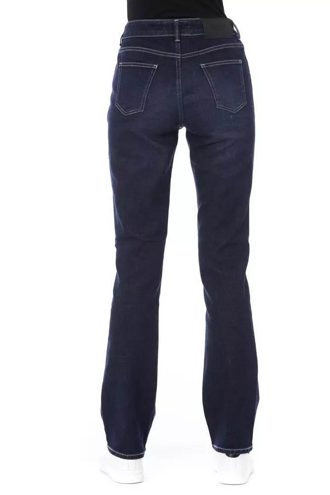 Baldinini Trend Blue Cotton Women Jeans with Tricolor Pocket Detail - Hilstor