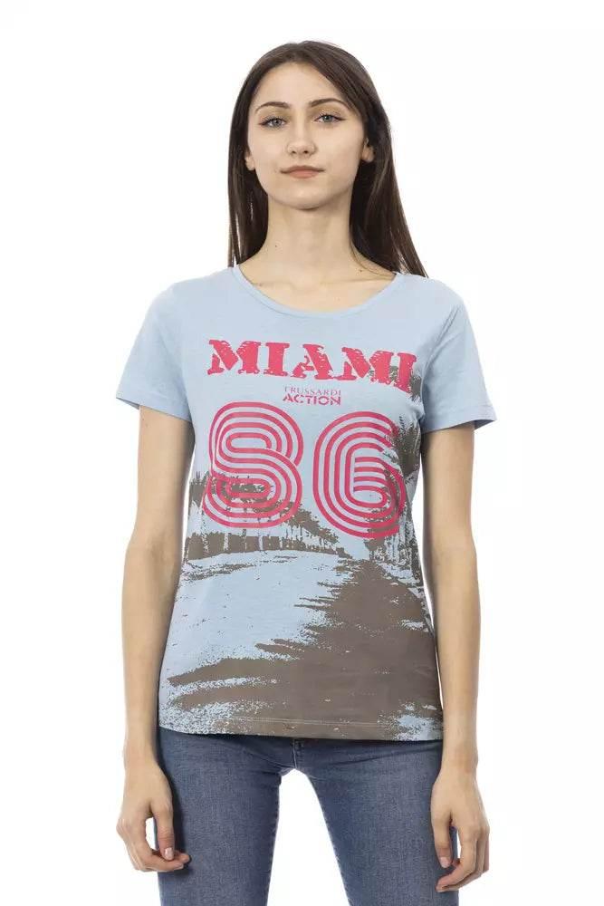 Trussardi Action Light Blue Cotton Women T-Shirt - Hilstor