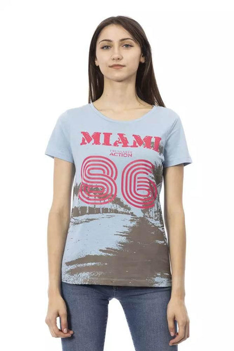 Trussardi Action Light Blue Cotton Women T-Shirt - Hilstor