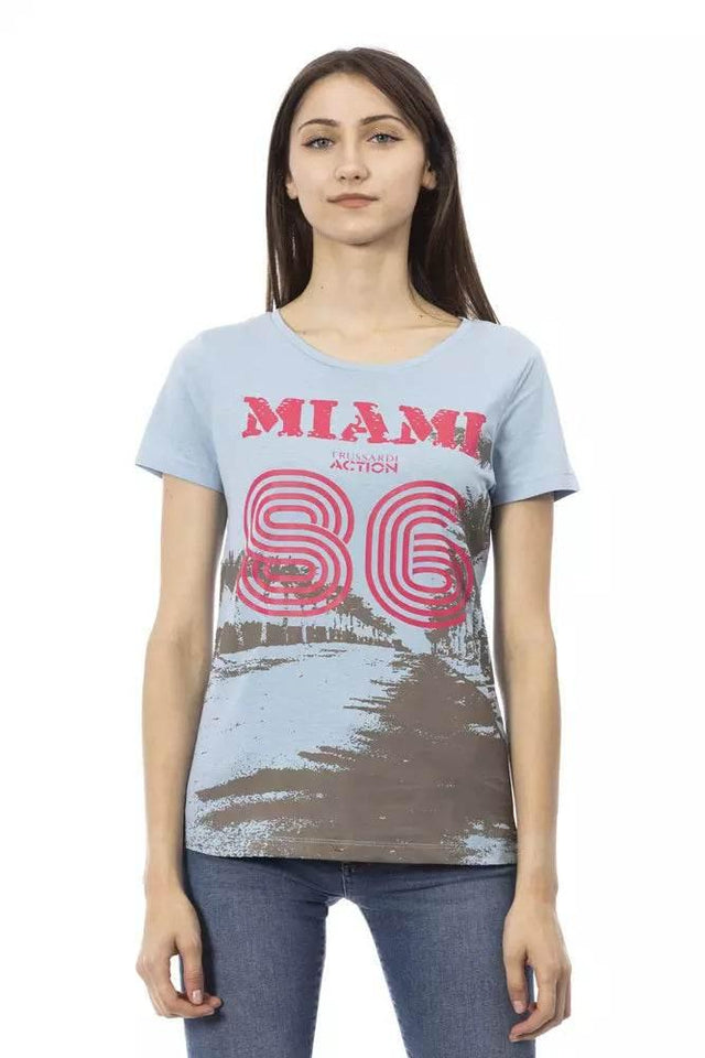 Trussardi Action Light Blue Cotton Women T-Shirt - Hilstor