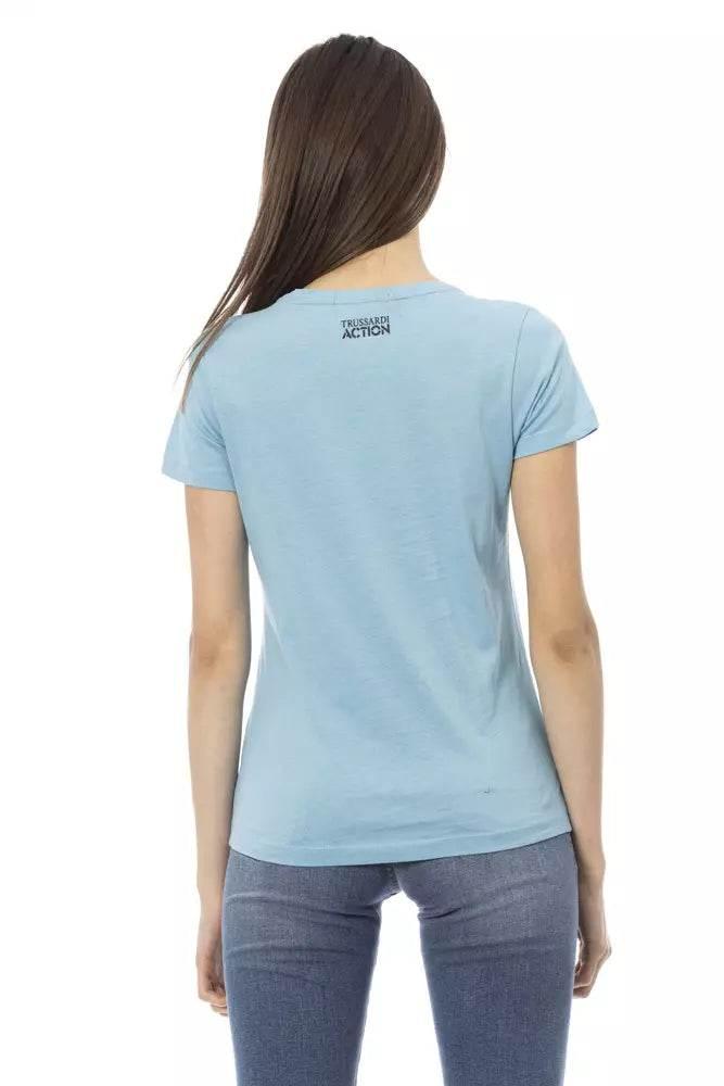 Trussardi Action Light Blue Cotton Women T-Shirt - Hilstor