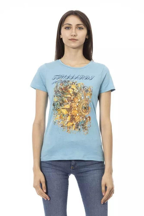 Trussardi Action Light Blue Cotton Women T-Shirt - Hilstor