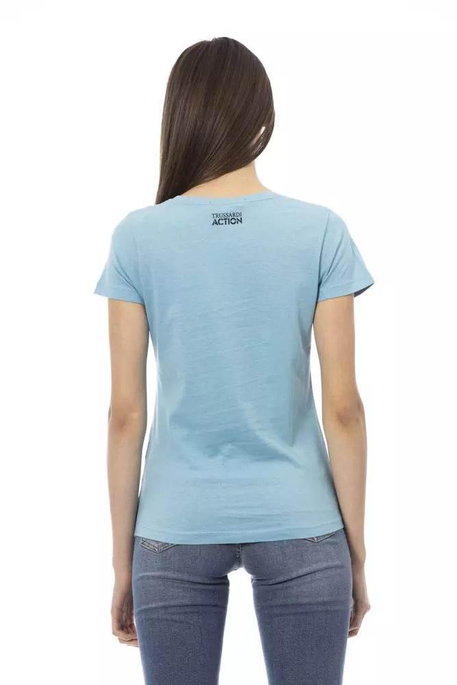 Trussardi Action Light Blue Cotton Women T-Shirt - Hilstor
