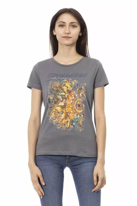 Trussardi Action Gray Cotton Women T-Shirt - Hilstor
