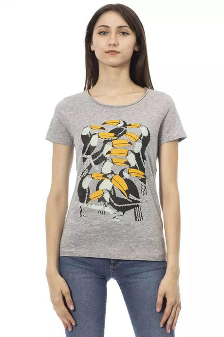 Trussardi Action Gray Cotton Women T-Shirt - Hilstor