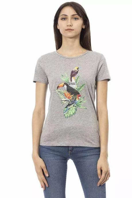 Trussardi Action Gray Cotton Women T-Shirt - Hilstor