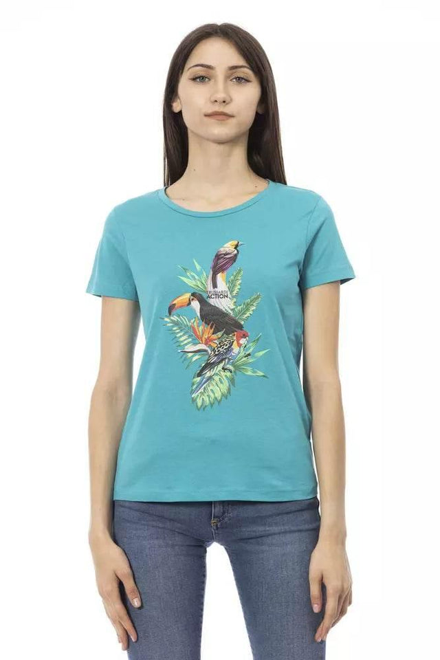 Trussardi Action Light Blue Cotton Women T-Shirt - Hilstor
