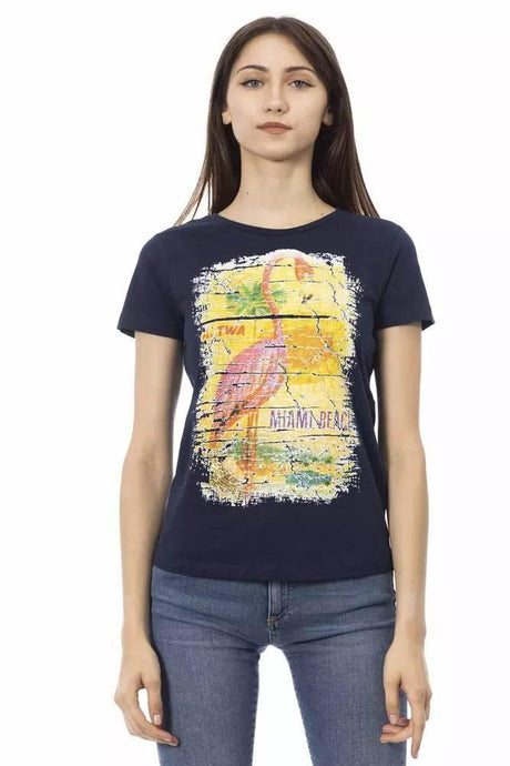 Trussardi Action Chic Blue Short Sleeve Round Neck Tee - Hilstor