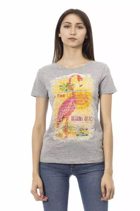Trussardi Action Gray Cotton Women T-Shirt - Hilstor
