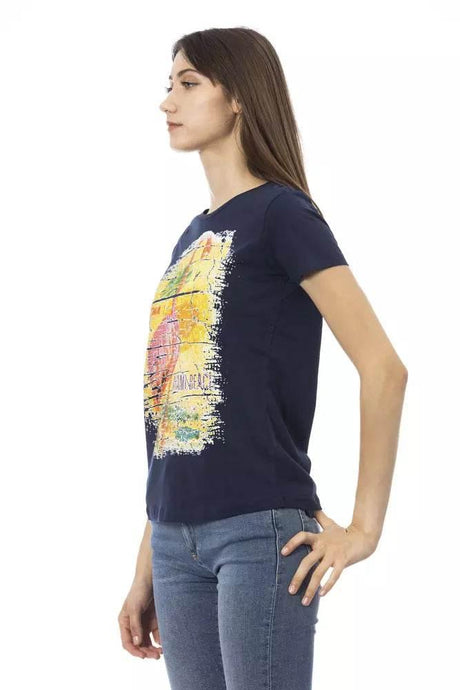 Trussardi Action Chic Blue Short Sleeve Round Neck Tee - Hilstor