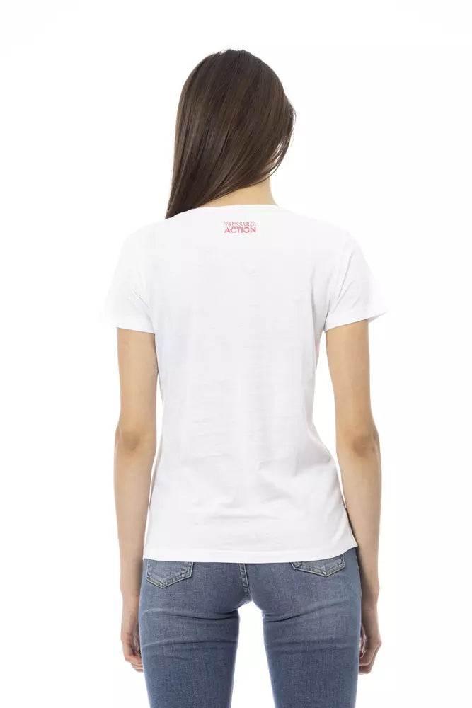 Trussardi Action Chic White Tee with Graphic Flair - Hilstor