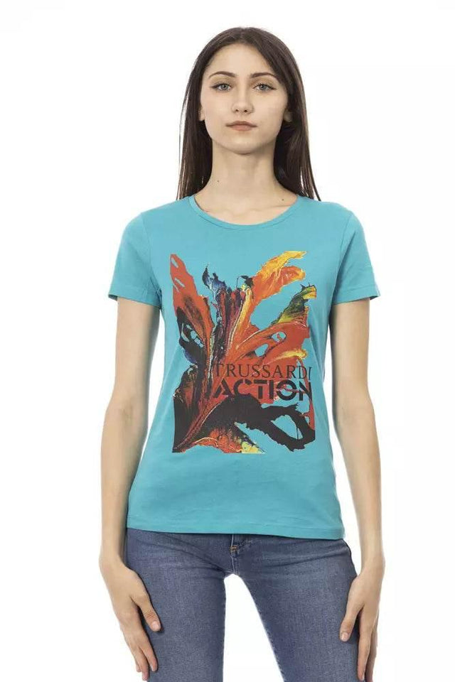 Trussardi Action Light Blue Cotton Women T-Shirt - Hilstor