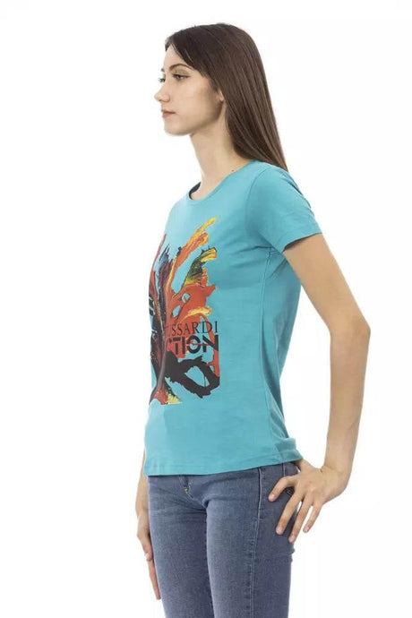 Trussardi Action Light Blue Cotton Women T-Shirt - Hilstor