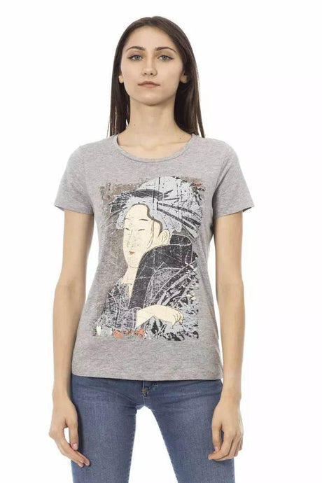 Trussardi Action Gray Cotton Women T-Shirt - Hilstor