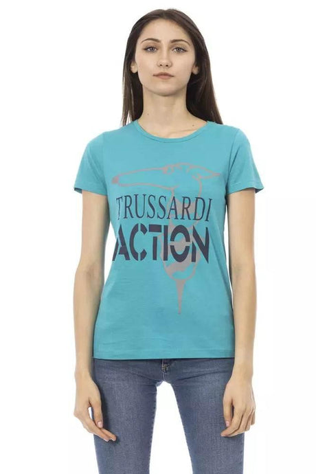 Trussardi Action Light Blue Cotton Women T-Shirt - Hilstor