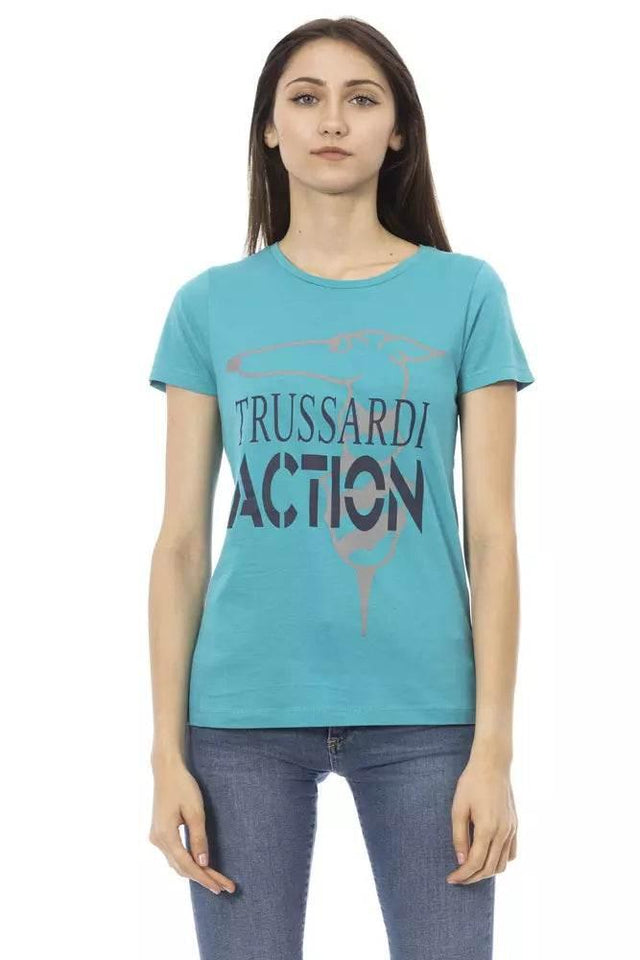 Trussardi Action Light Blue Cotton Women T-Shirt - Hilstor