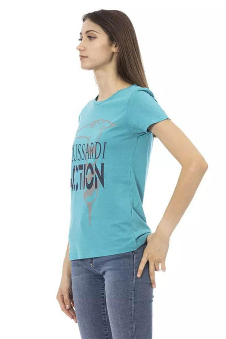 Trussardi Action Light Blue Cotton Women T-Shirt - Hilstor