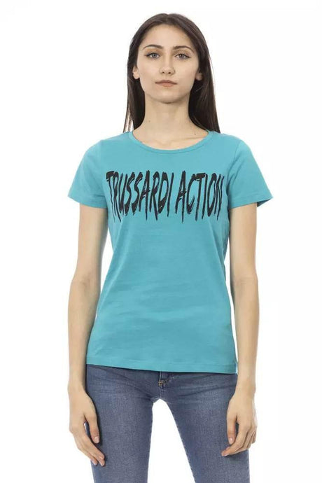 Trussardi Action Light Blue Cotton Women T-Shirt - Hilstor