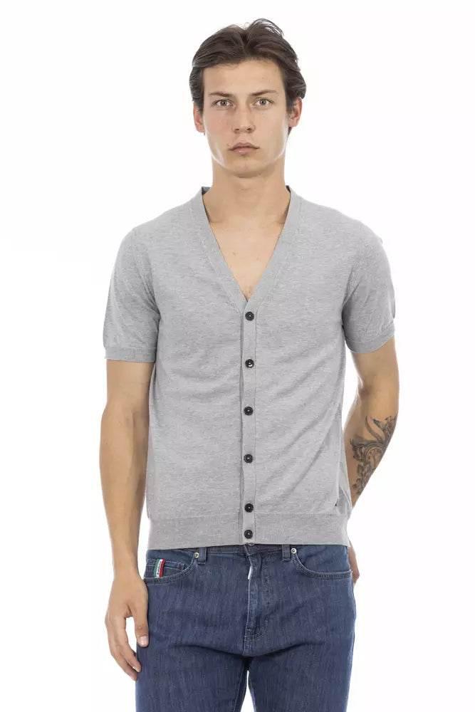 Baldinini Trend Gray Cotton Men Sweater - Hilstor