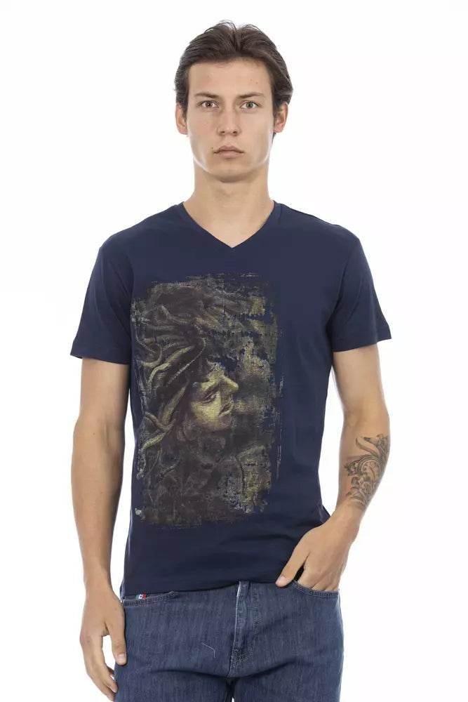 Trussardi Action Blue Cotton Men T-Shirt - Hilstor