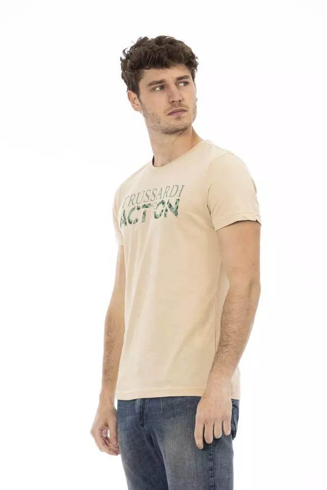 Trussardi Action Beige Cotton Men T-Shirt - Hilstor