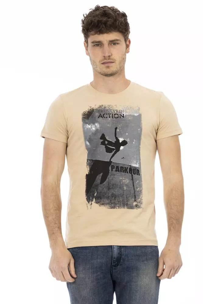 Trussardi Action Beige Cotton Men T-Shirt - Hilstor