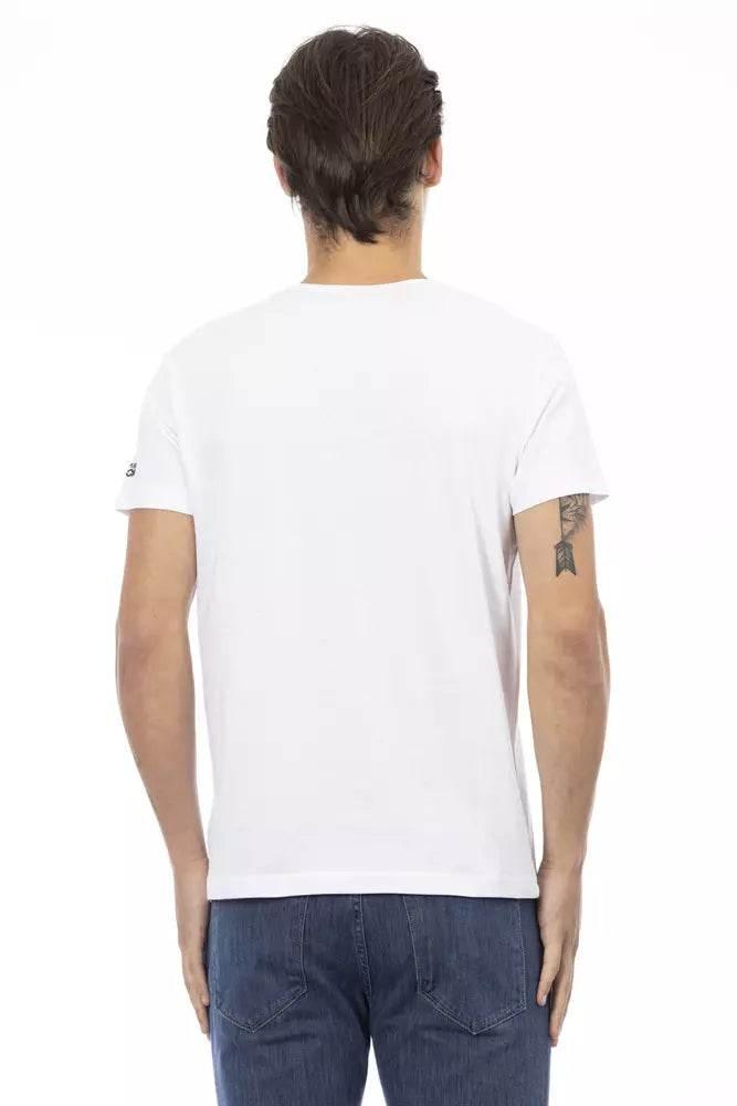 Trussardi Action Elegant V-Neck Tee with Chic Front Print - Hilstor