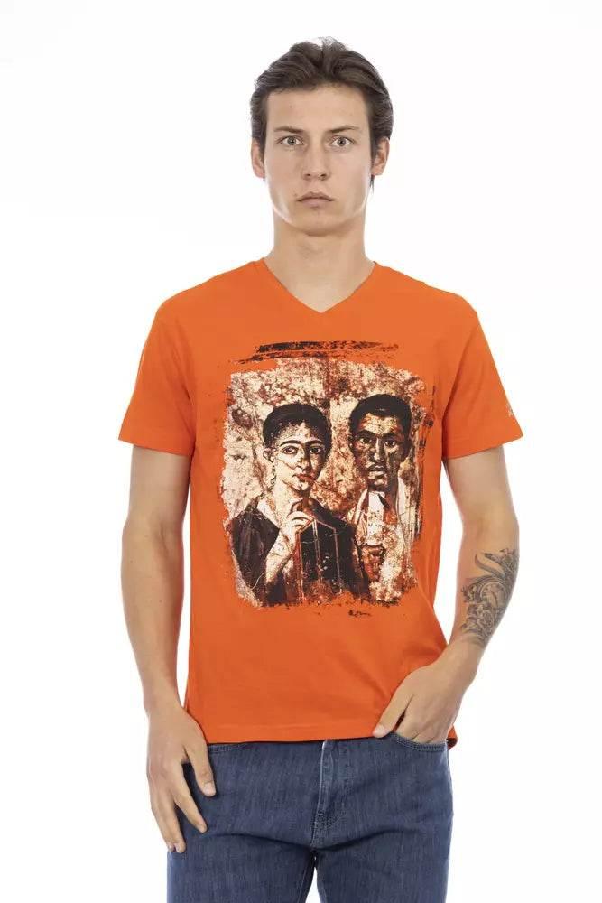 Trussardi Action Orange Cotton Men T-Shirt - Hilstor