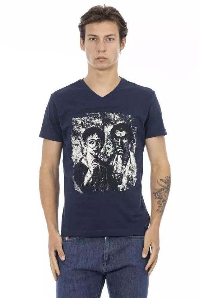Trussardi Action Blue Cotton Men T-Shirt - Hilstor