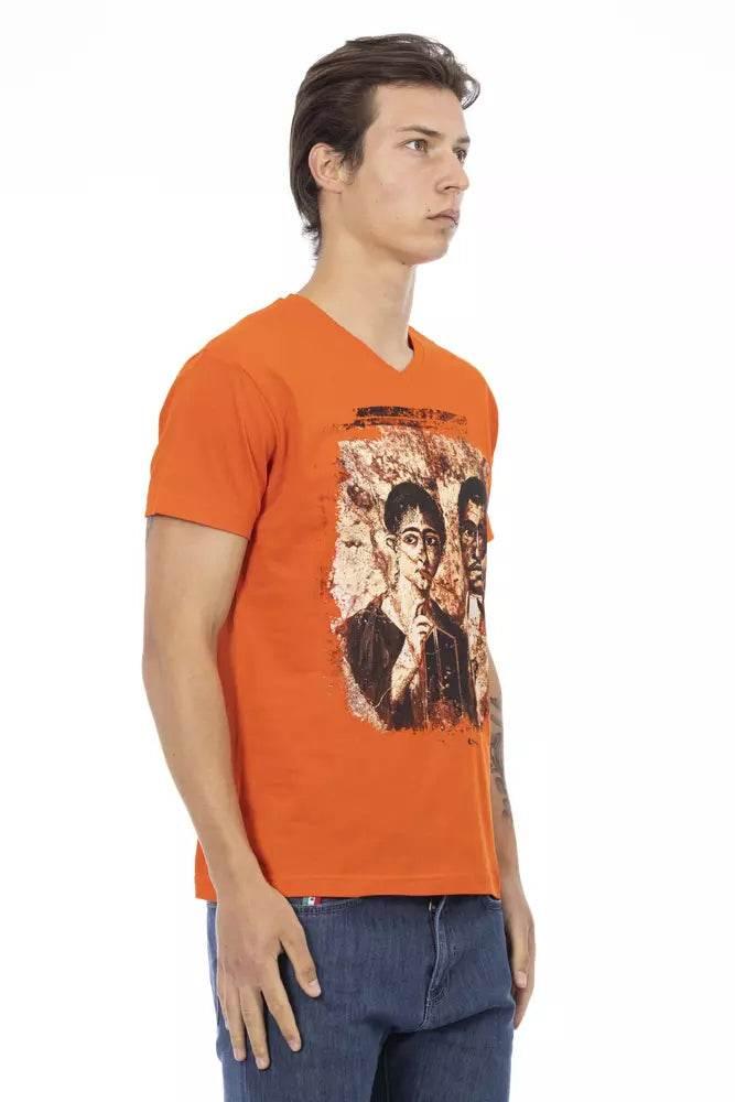 Trussardi Action Orange Cotton Men T-Shirt - Hilstor