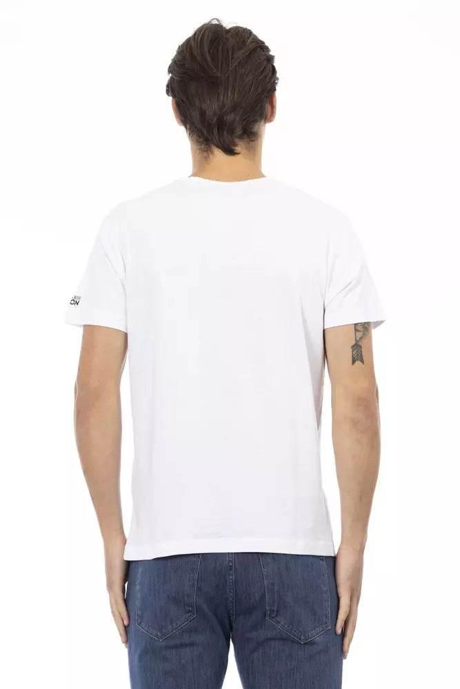 Trussardi Action White Cotton Men's V-Neck T-Shirt - Hilstor
