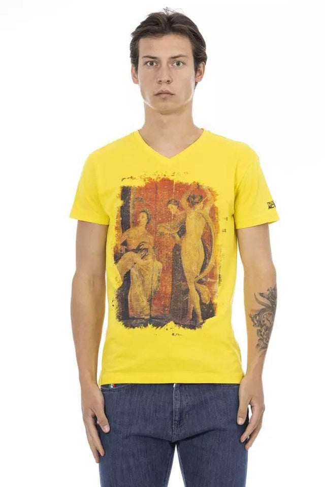 Trussardi Action Yellow Cotton Men T-Shirt - Hilstor